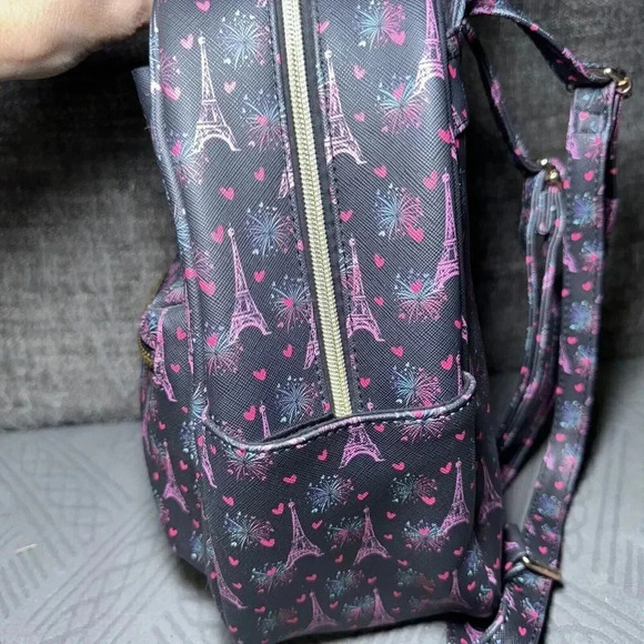 Under One Sky  Pink Eiffel Tower With Cute Bow Mini Backpack - Picture 3 of 6